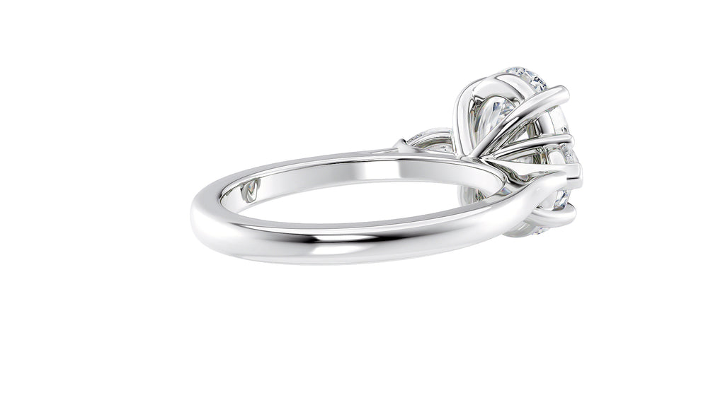 Oval & Pear 3 Stone Diamond Engagement Ring