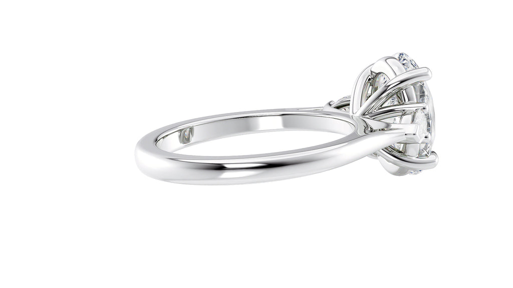 Oval & Pear 3 Stone Diamond Engagement Ring