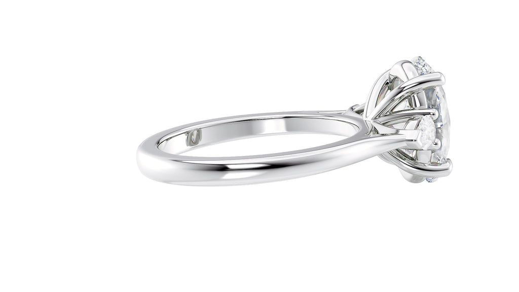 Oval & Pear 3 Stone Diamond Engagement Ring