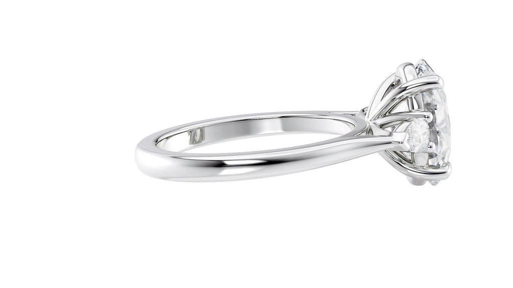 Oval & Pear 3 Stone Diamond Engagement Ring