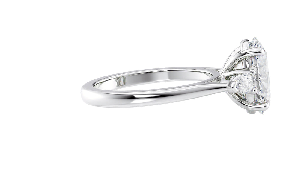 Oval & Pear 3 Stone Diamond Engagement Ring
