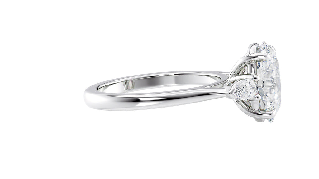 Oval & Pear 3 Stone Diamond Engagement Ring