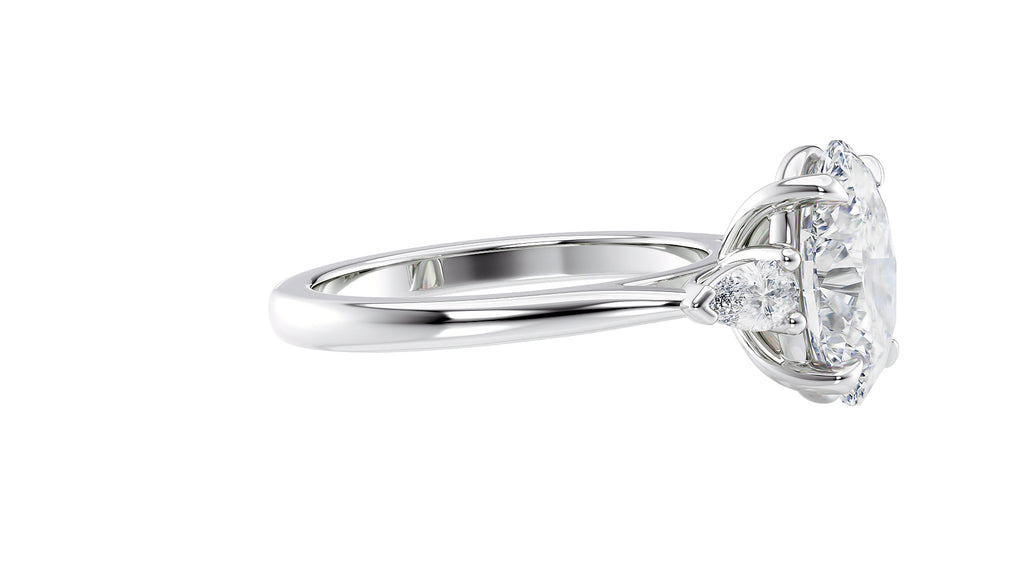 Oval & Pear 3 Stone Diamond Engagement Ring