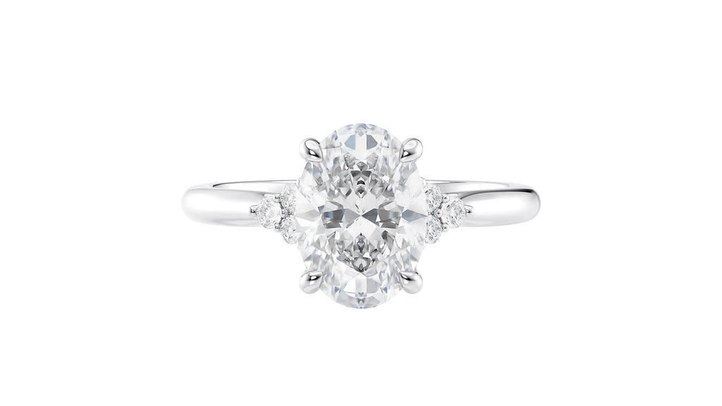 Oval Lab Grown Diamond Engagement Ring Trilogy Side Stones