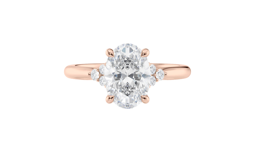 Oval Diamond Engagement Ring Trilogy Side Stones