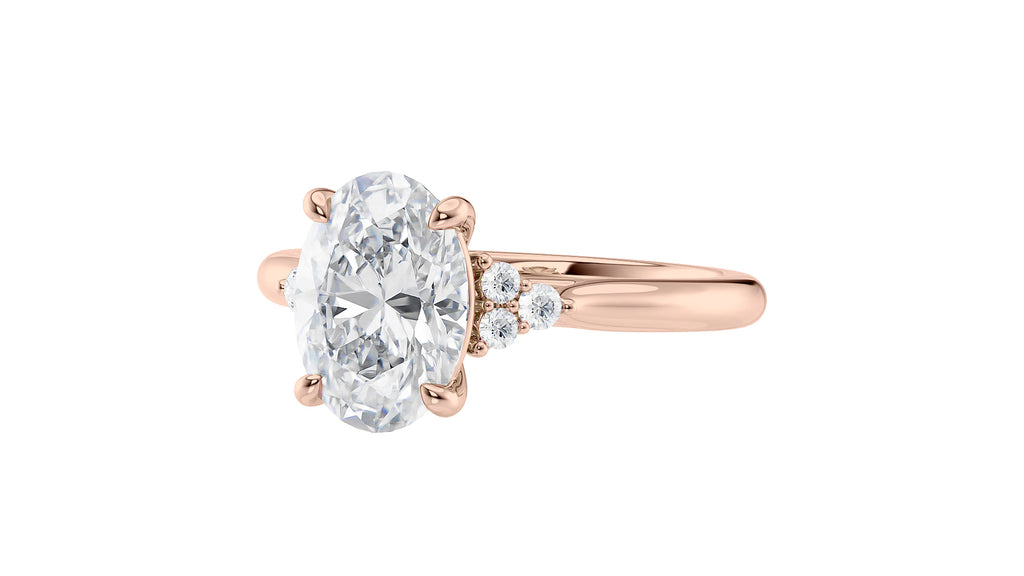 Oval Diamond Engagement Ring Trilogy Side Stones