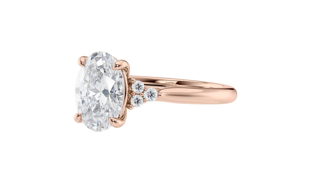 Oval Diamond Engagement Ring Trilogy Side Stones