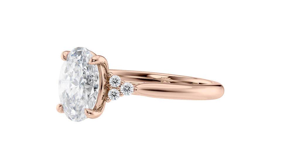 Oval Diamond Engagement Ring Trilogy Side Stones