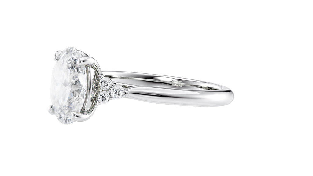 Oval Diamond Engagement Ring Trilogy Side Stones