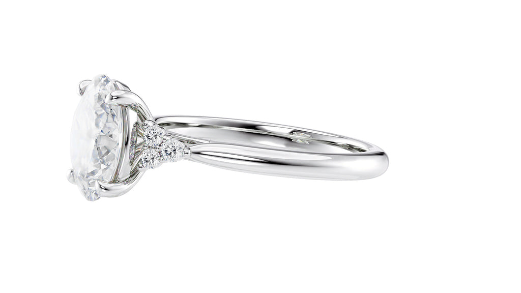 Oval Diamond Engagement Ring Trilogy Side Stones