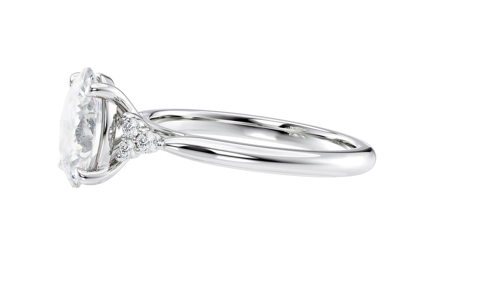 Oval Diamond Engagement Ring Trilogy Side Stones