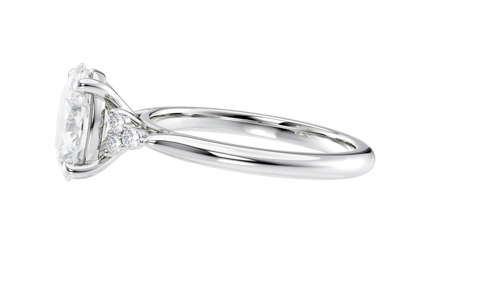 Oval Diamond Engagement Ring Trilogy Side Stones