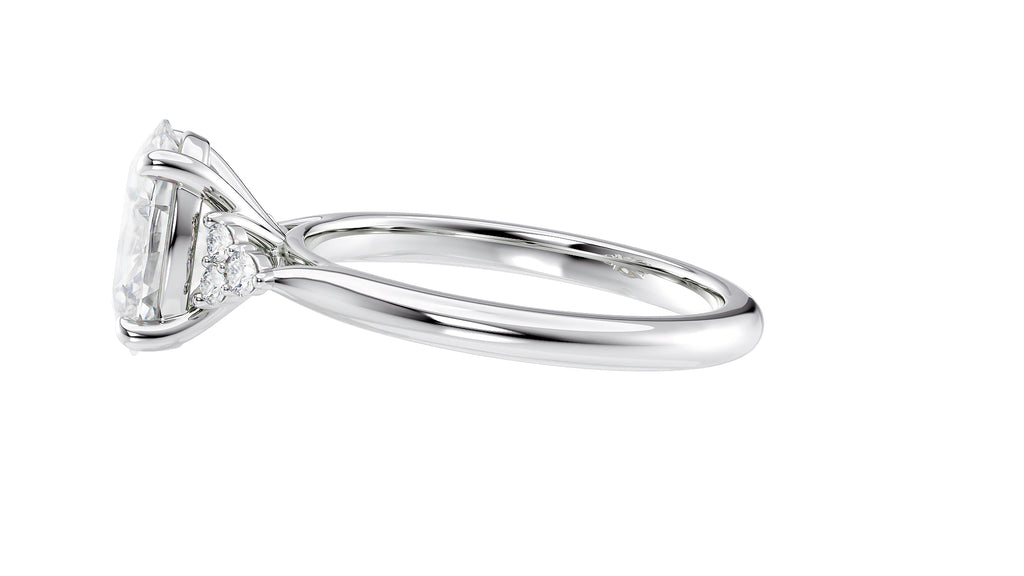 Oval Diamond Engagement Ring Trilogy Side Stones