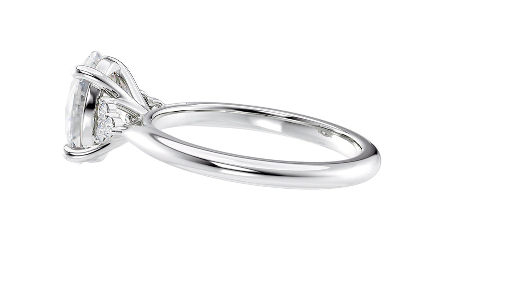 Oval Diamond Engagement Ring Trilogy Side Stones