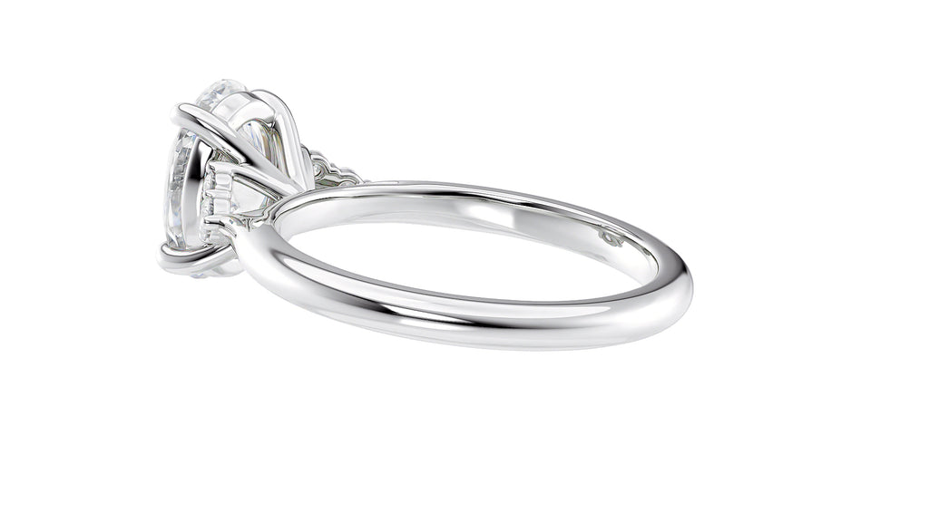 Oval Diamond Engagement Ring Trilogy Side Stones