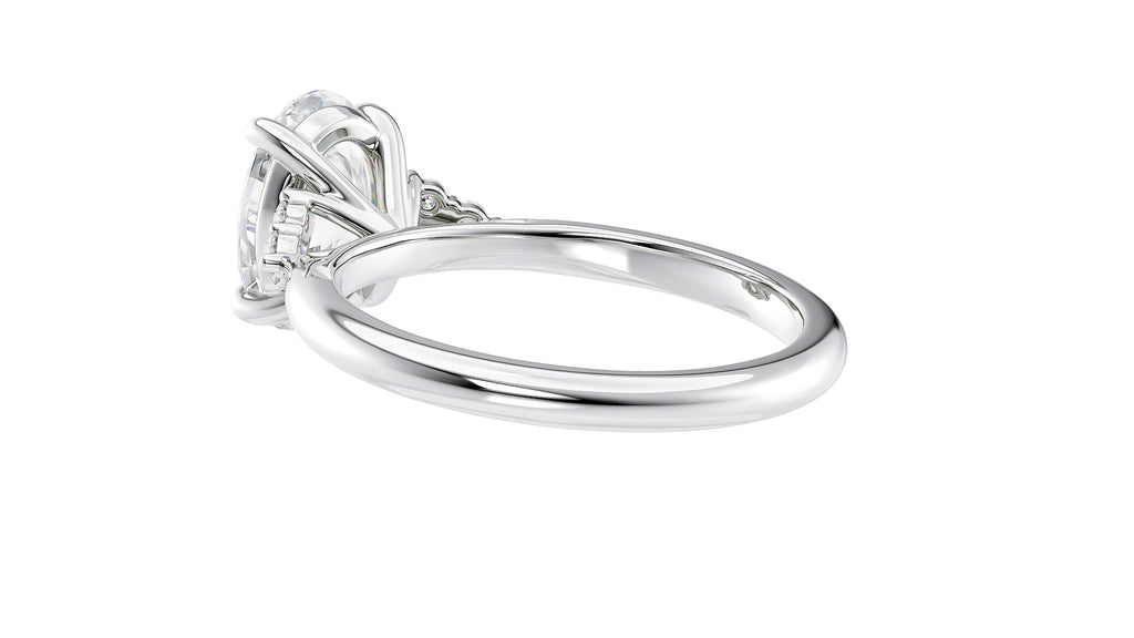 Oval Diamond Engagement Ring Trilogy Side Stones