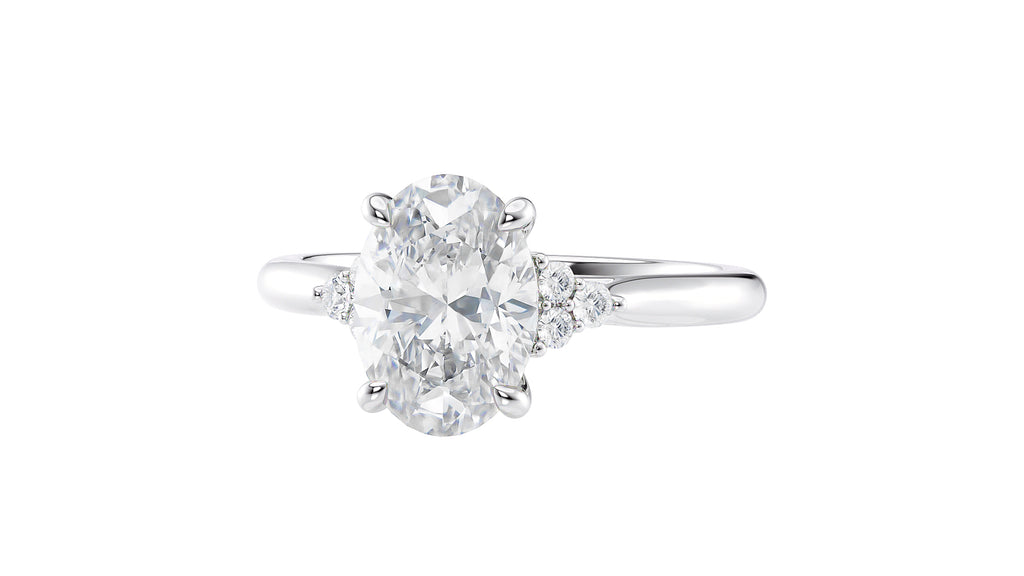Oval Diamond Engagement Ring Trilogy Side Stones