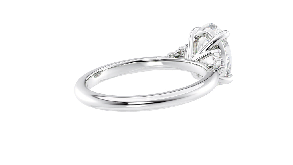 Oval Diamond Engagement Ring Trilogy Side Stones