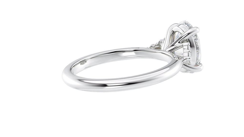Oval Diamond Engagement Ring Trilogy Side Stones