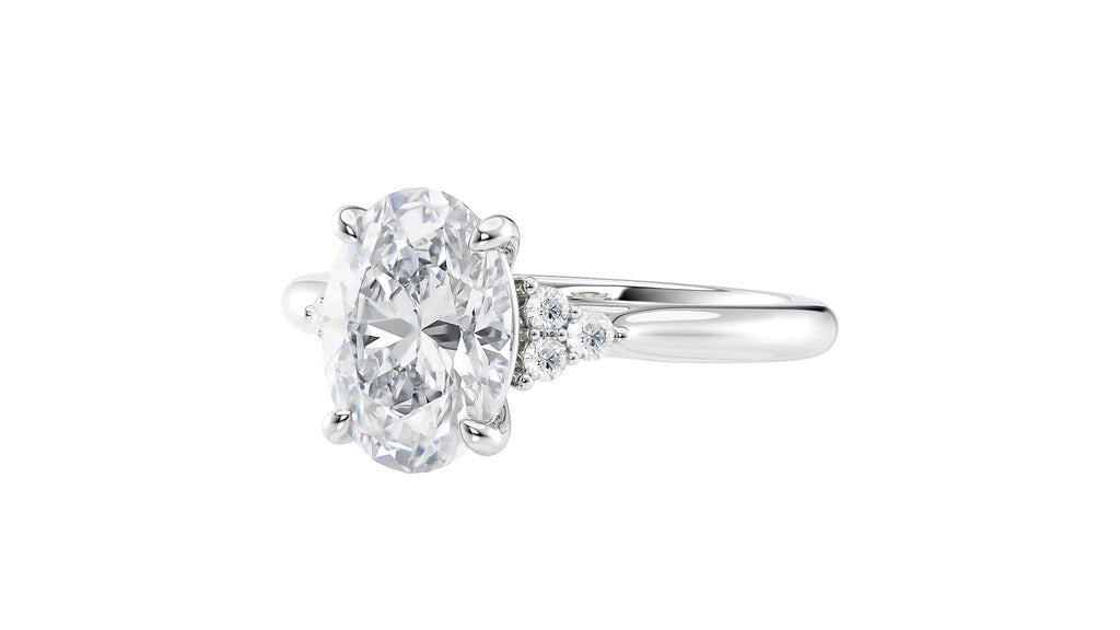 Oval Diamond Engagement Ring Trilogy Side Stones