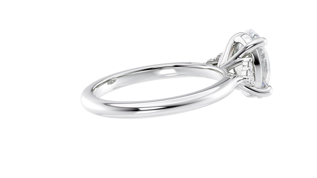 Oval Diamond Engagement Ring Trilogy Side Stones