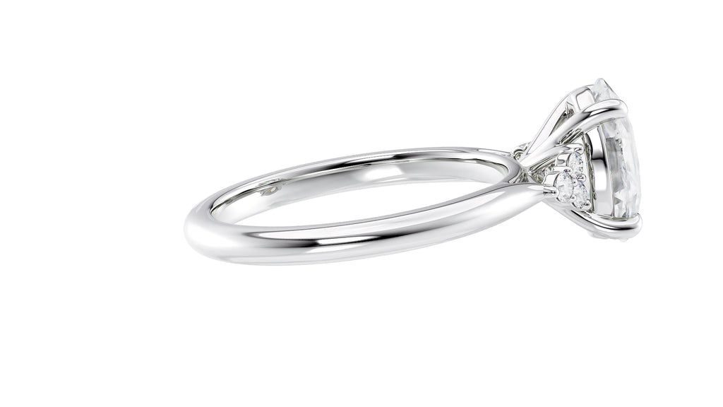 Oval Diamond Engagement Ring Trilogy Side Stones