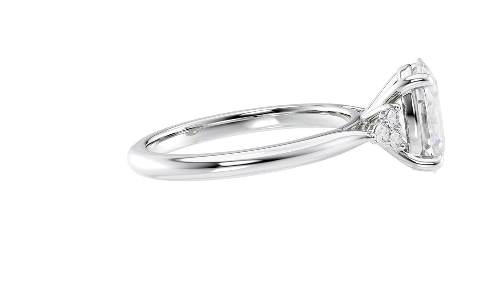 Oval Diamond Engagement Ring Trilogy Side Stones