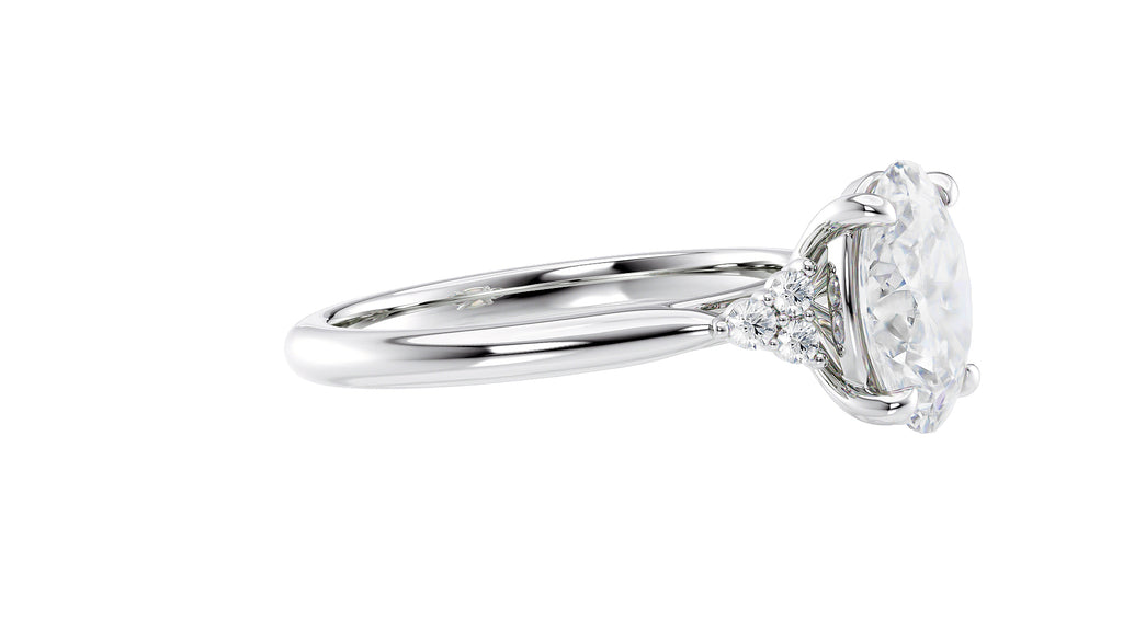 Oval Diamond Engagement Ring Trilogy Side Stones