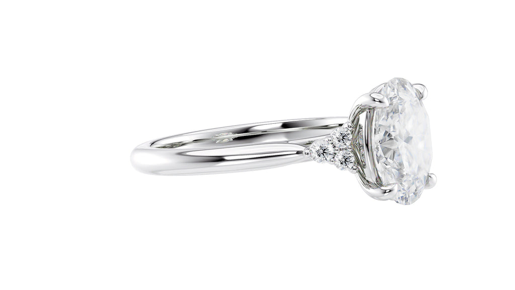 Oval Diamond Engagement Ring Trilogy Side Stones