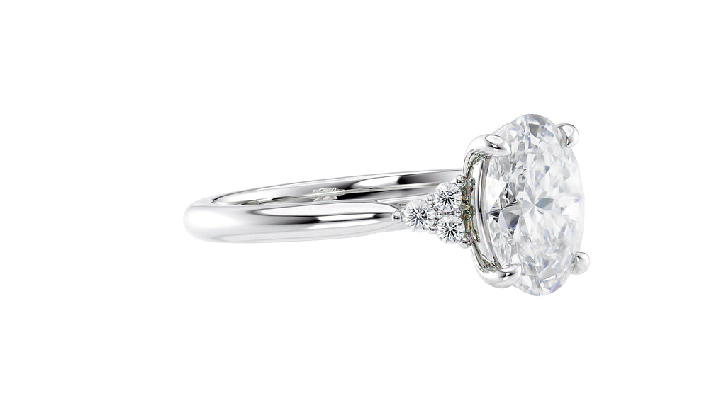 Oval Diamond Engagement Ring Trilogy Side Stones