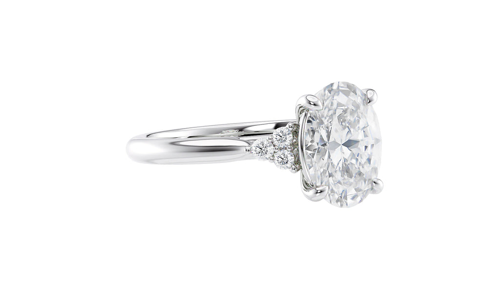Oval Diamond Engagement Ring Trilogy Side Stones