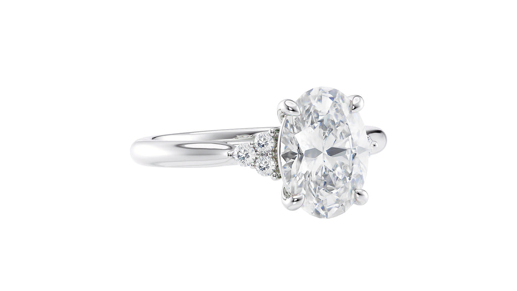 Oval Diamond Engagement Ring Trilogy Side Stones