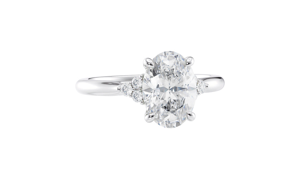 Oval Diamond Engagement Ring Trilogy Side Stones