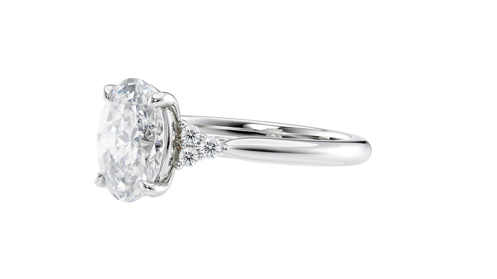 Oval Diamond Engagement Ring Trilogy Side Stones