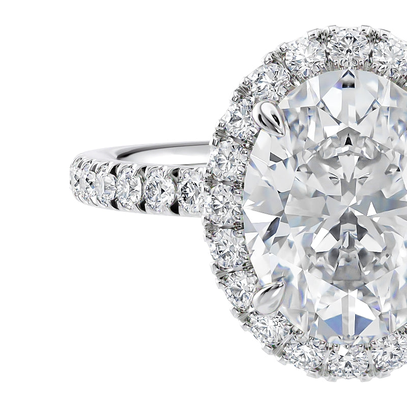 1 carat lab created oval halo diamond engagement ring white gold.