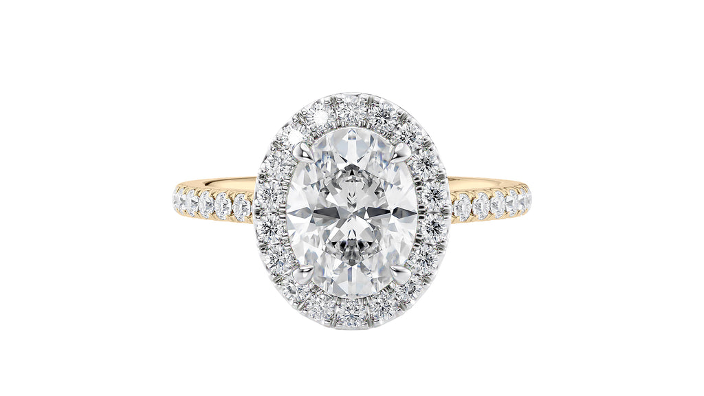 Oval Halo Classic Diamond Band Engagement Ring
