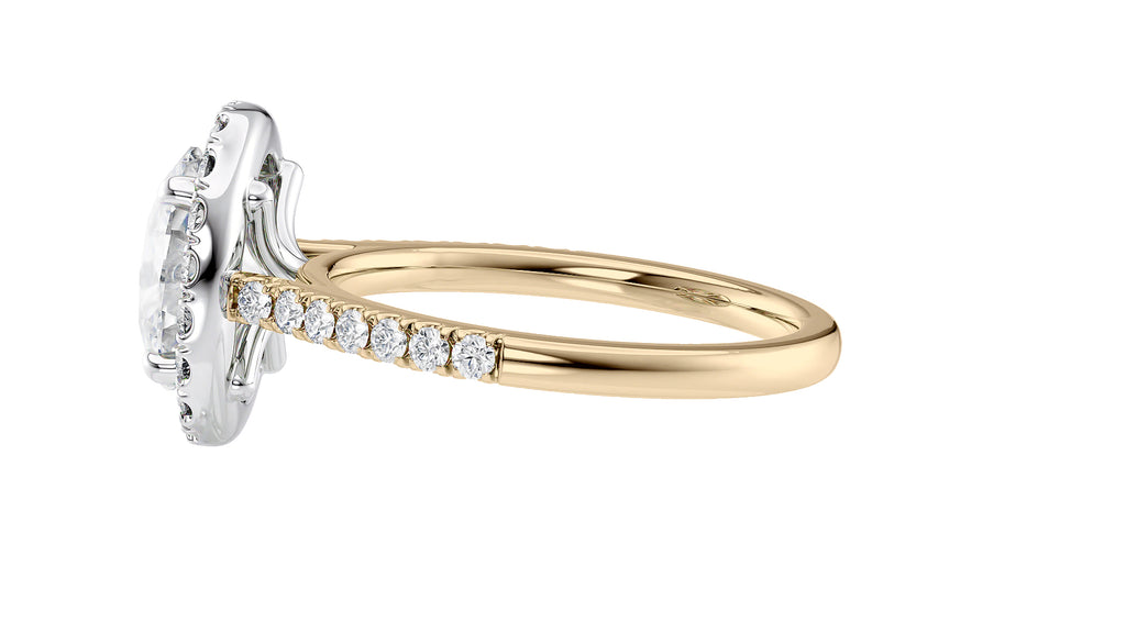 Oval Halo Classic Diamond Band Engagement Ring