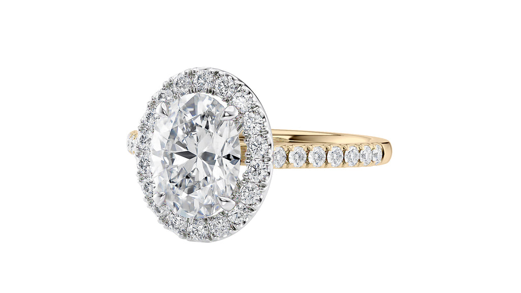 Oval Halo Classic Diamond Band Engagement Ring