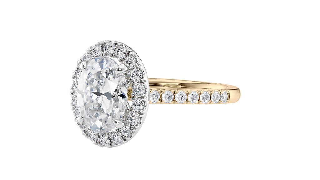Oval Halo Classic Diamond Band Engagement Ring