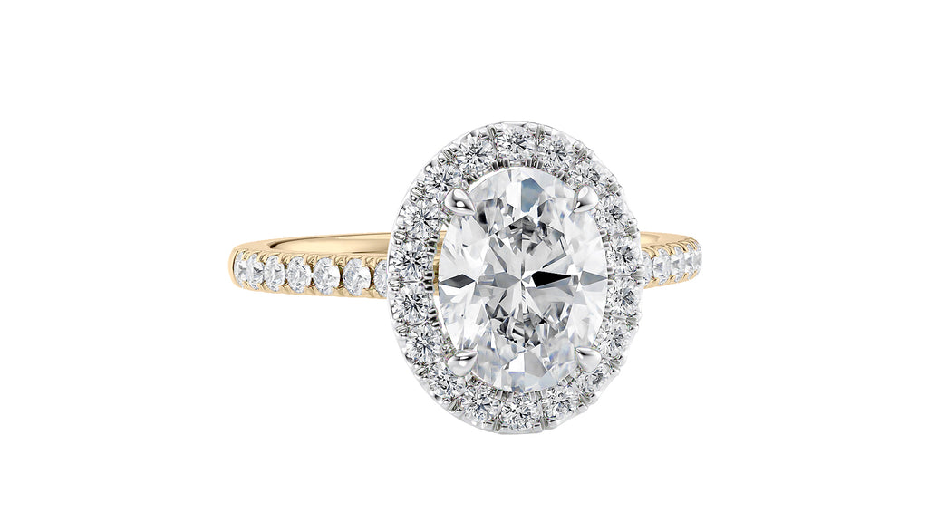 Oval Halo Classic Diamond Band Engagement Ring