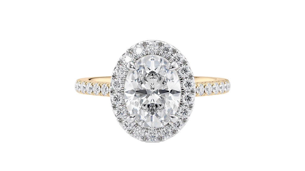 Oval Halo Classic Diamond Band Engagement Ring