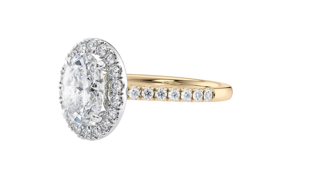 Oval Halo Classic Diamond Band Engagement Ring