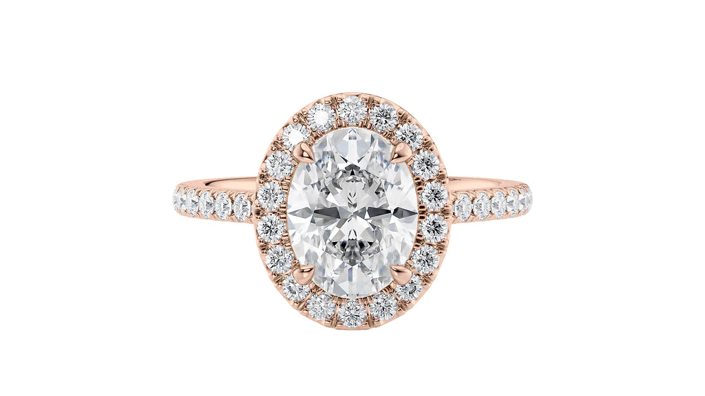 Oval Halo Classic Diamond Band Engagement Ring