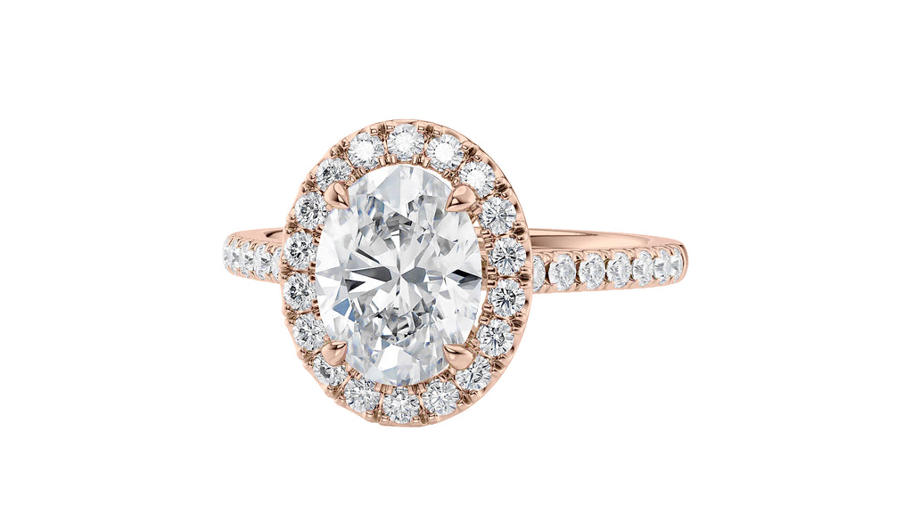 Oval Halo Classic Diamond Band Engagement Ring