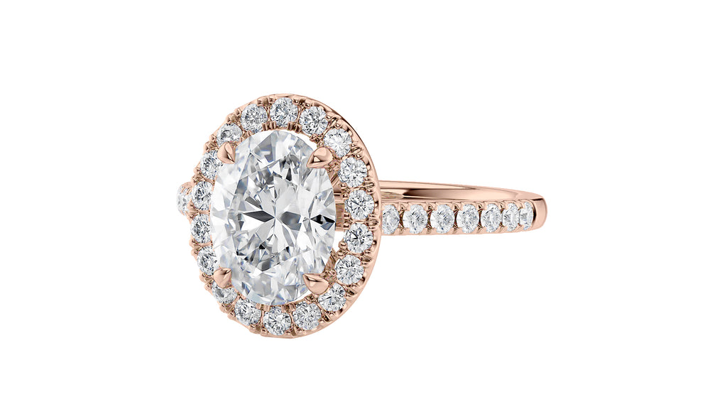 Oval Halo Classic Diamond Band Engagement Ring