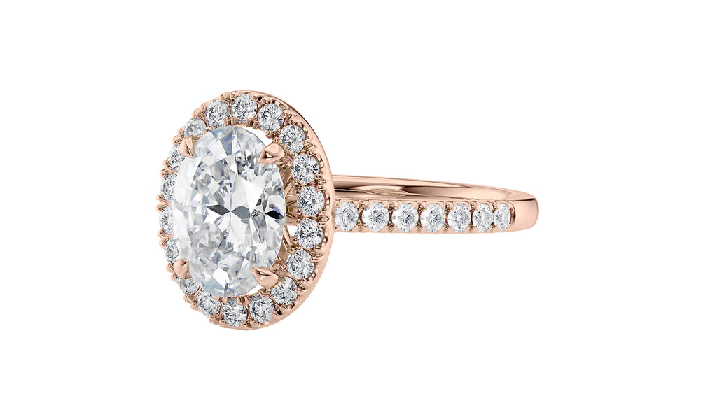 Oval Halo Classic Diamond Band Engagement Ring