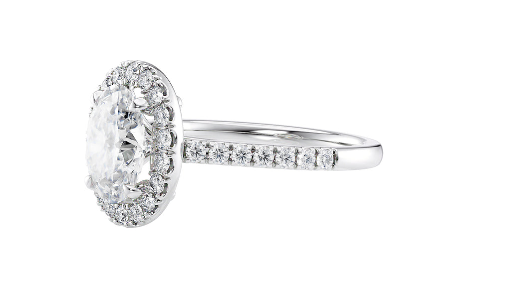 Oval Halo Classic Diamond Band Engagement Ring