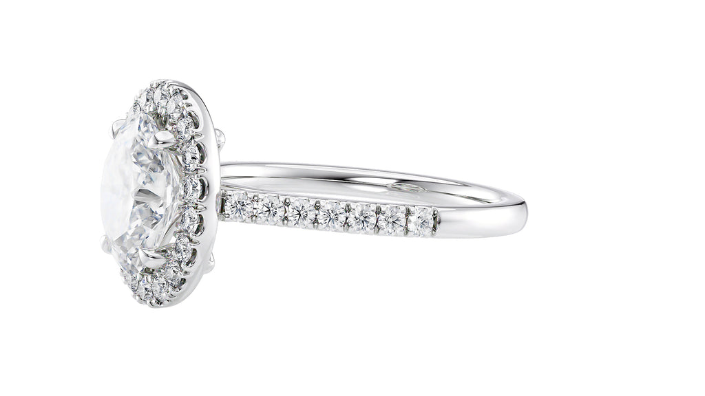 Oval Halo Classic Diamond Band Engagement Ring