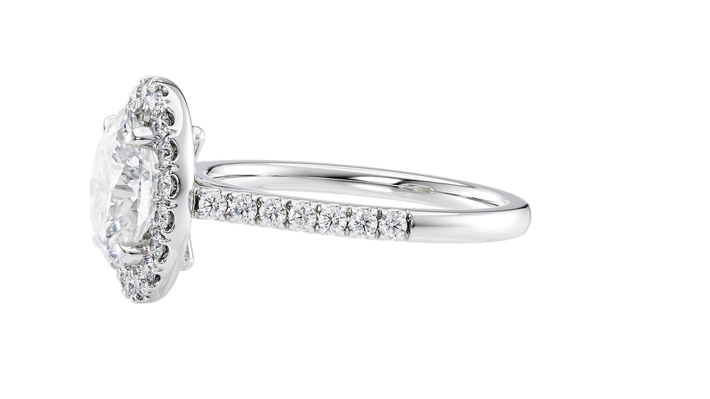 Oval Halo Classic Diamond Band Engagement Ring