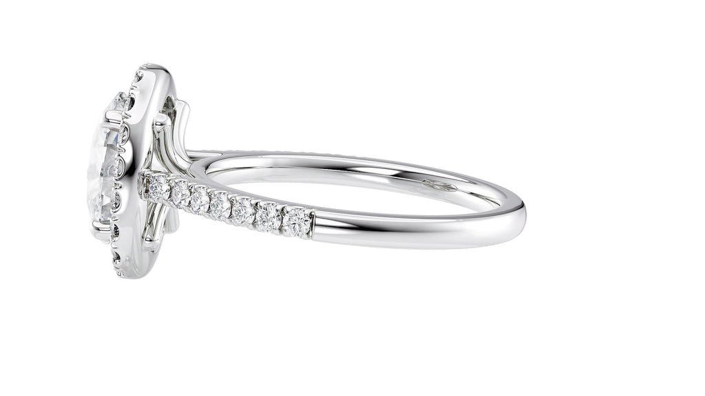 Oval Halo Classic Diamond Band Engagement Ring